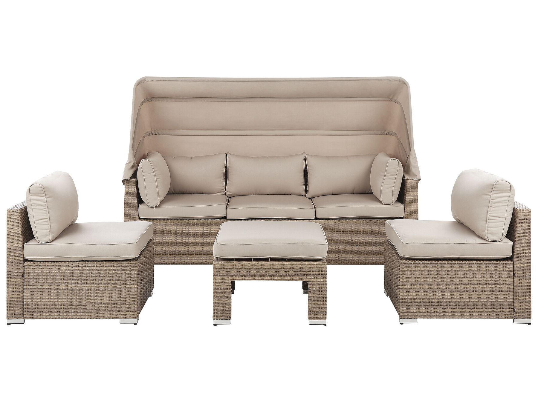 Garden Lounge Set with Table 5 Seater COCCOLIA Modular PE Rattan Beige
