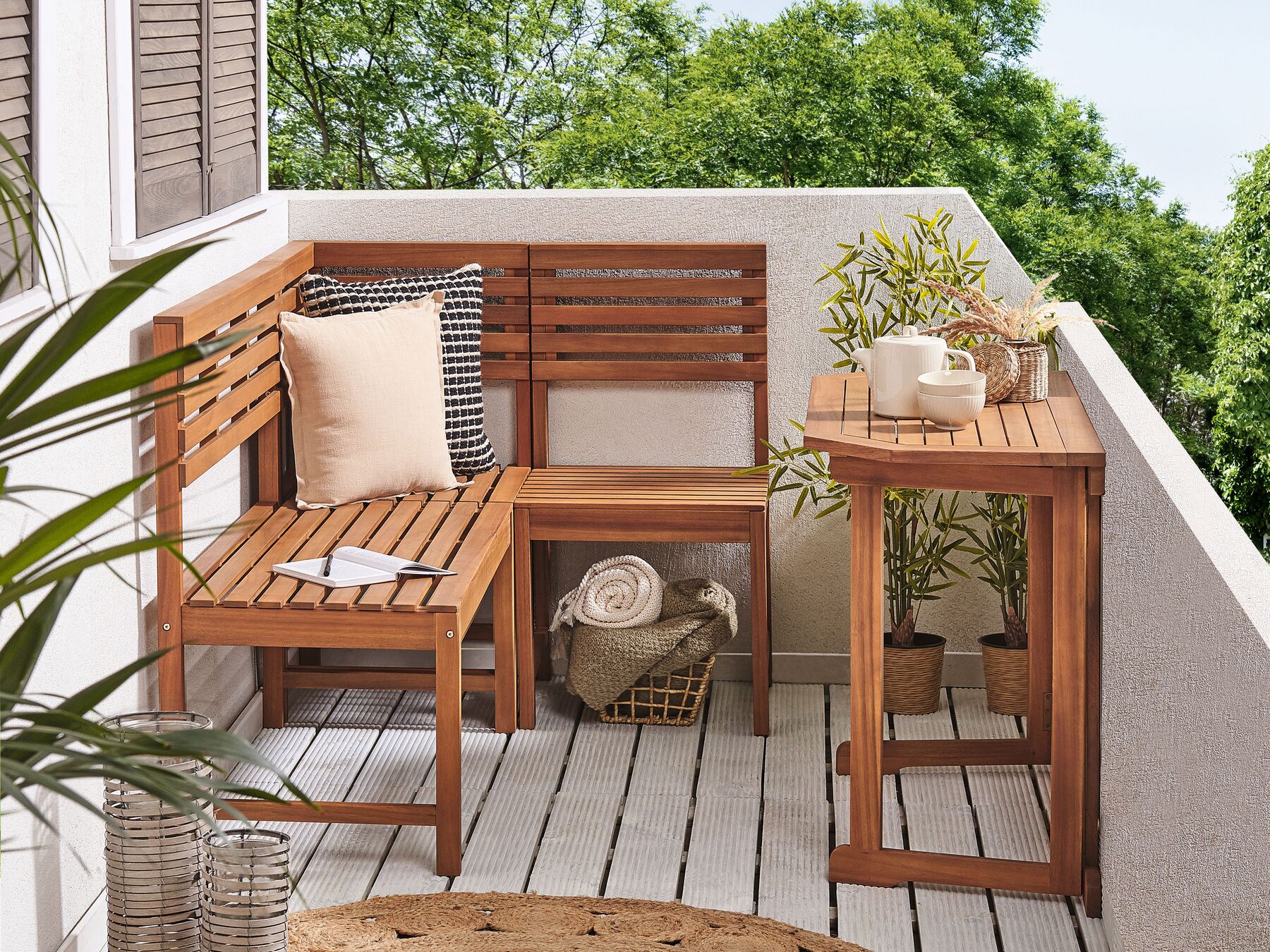Balcony Dining Set 4 Seater TREIA Acacia Wood Brown