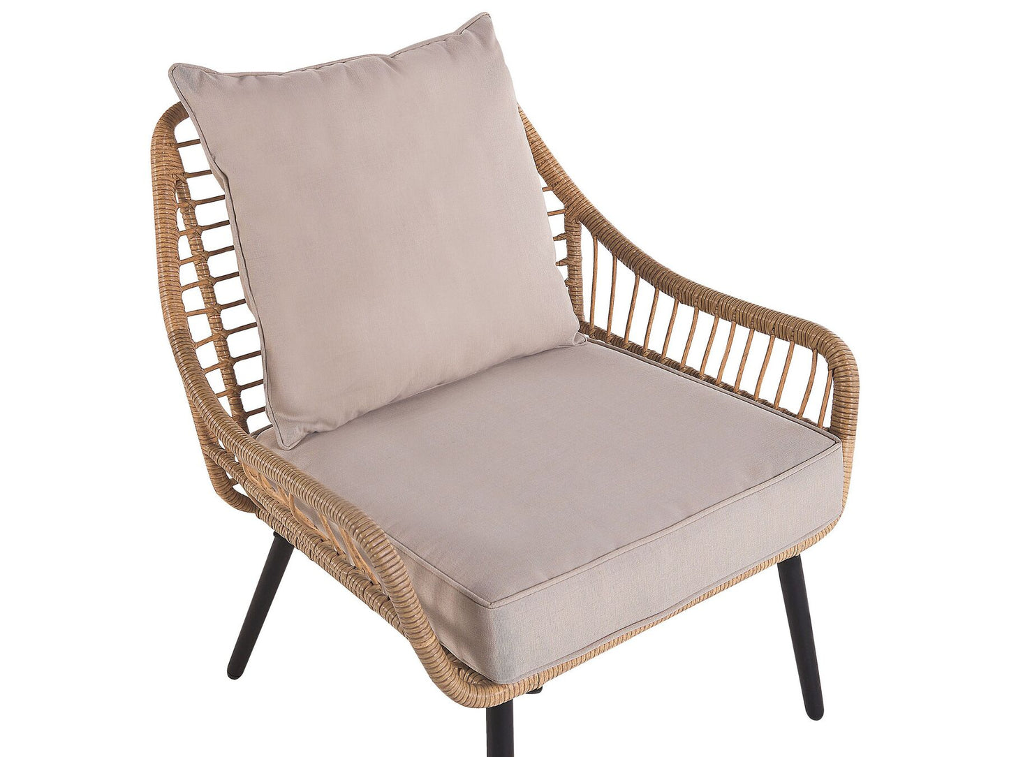 Bistro Set with Cushions LAURETO PE Rattan Natural