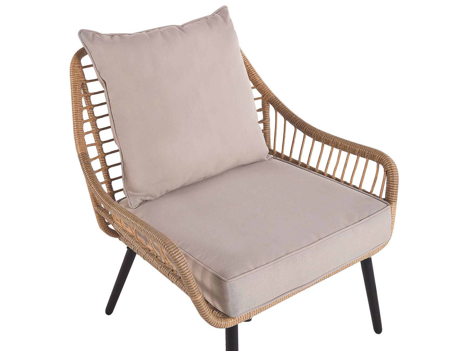 Bistro Set with Cushions LAURETO PE Rattan Natural