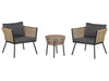Bistro Set with Cushions PE Rattan Light Brown