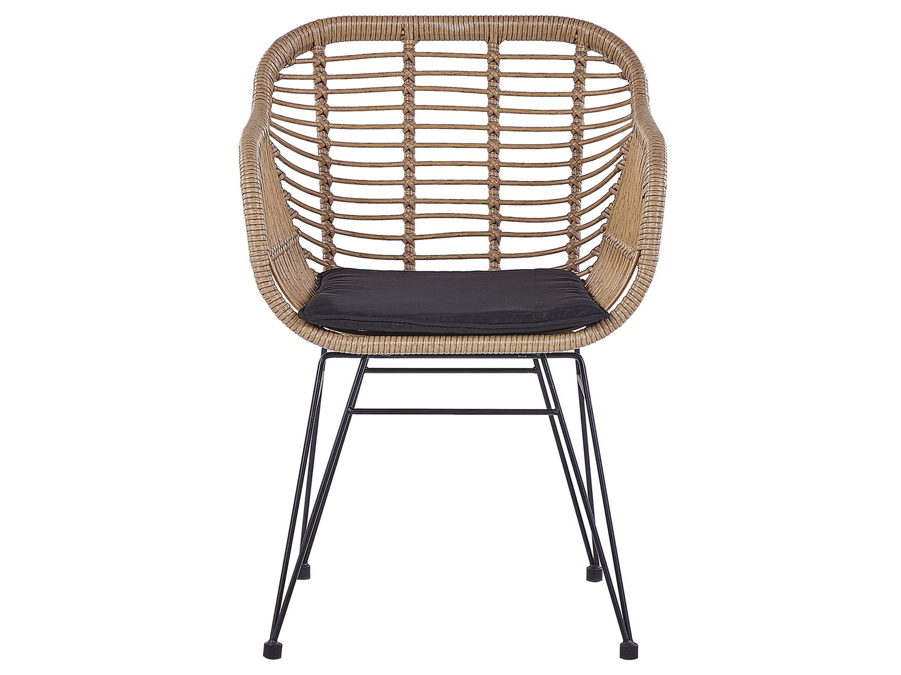 Bistro Set with Cushions TROPEA II PE Rattan Natural