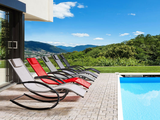 Steel Rocking Sun Lounger Beige CARANO II