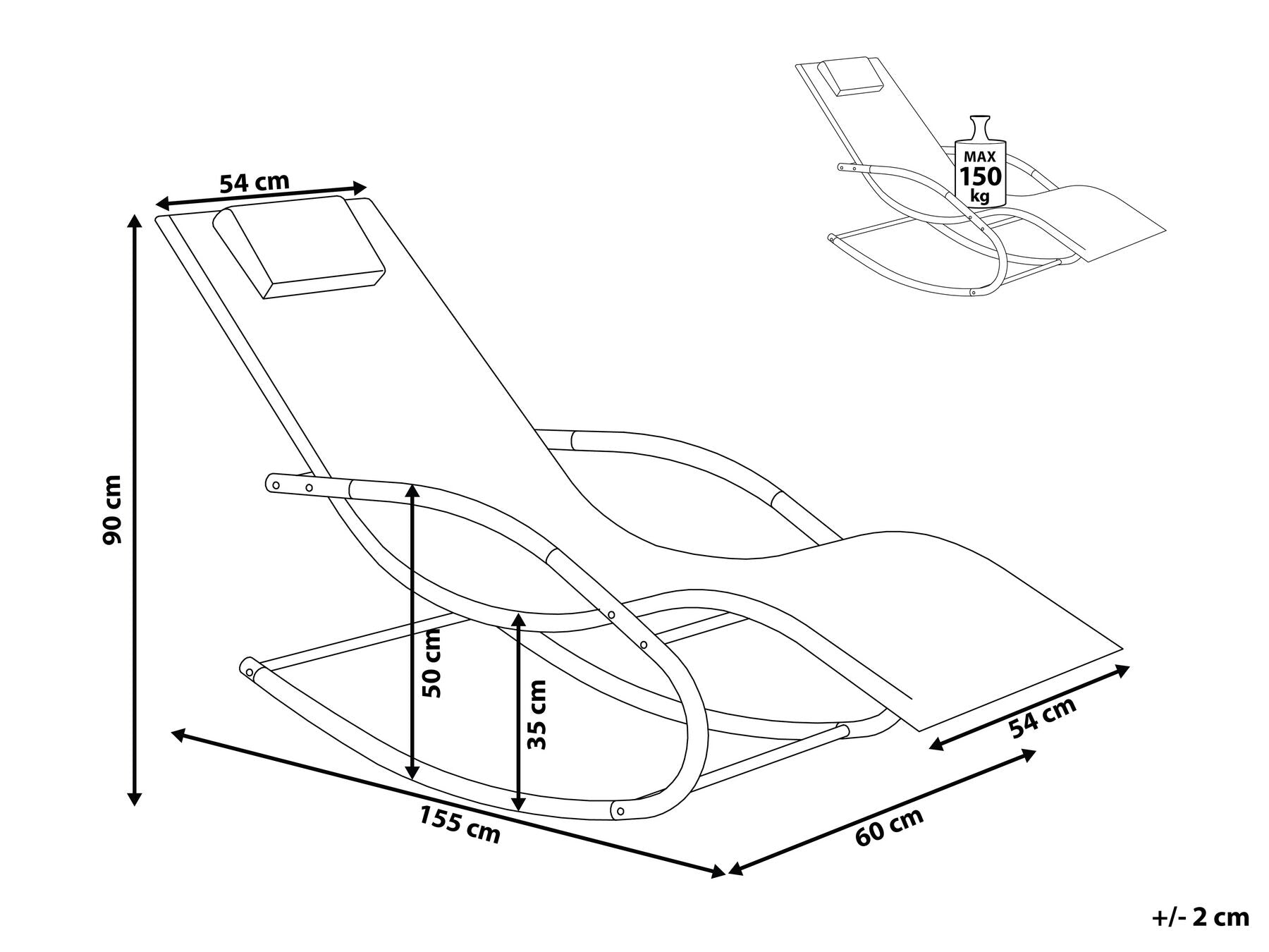 Steel Rocking Sun Lounger Black CARANO II