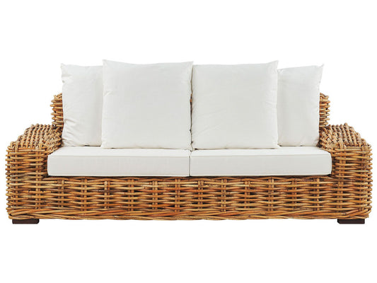 Garden Sofa 3 Seater FORLI Rattan Natural