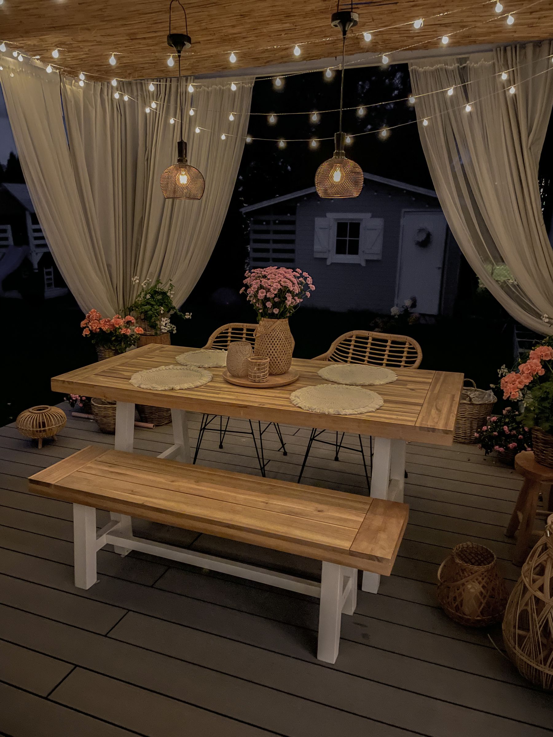 Garden Dining Set 6 Seater SCANIA Acacia Wood White