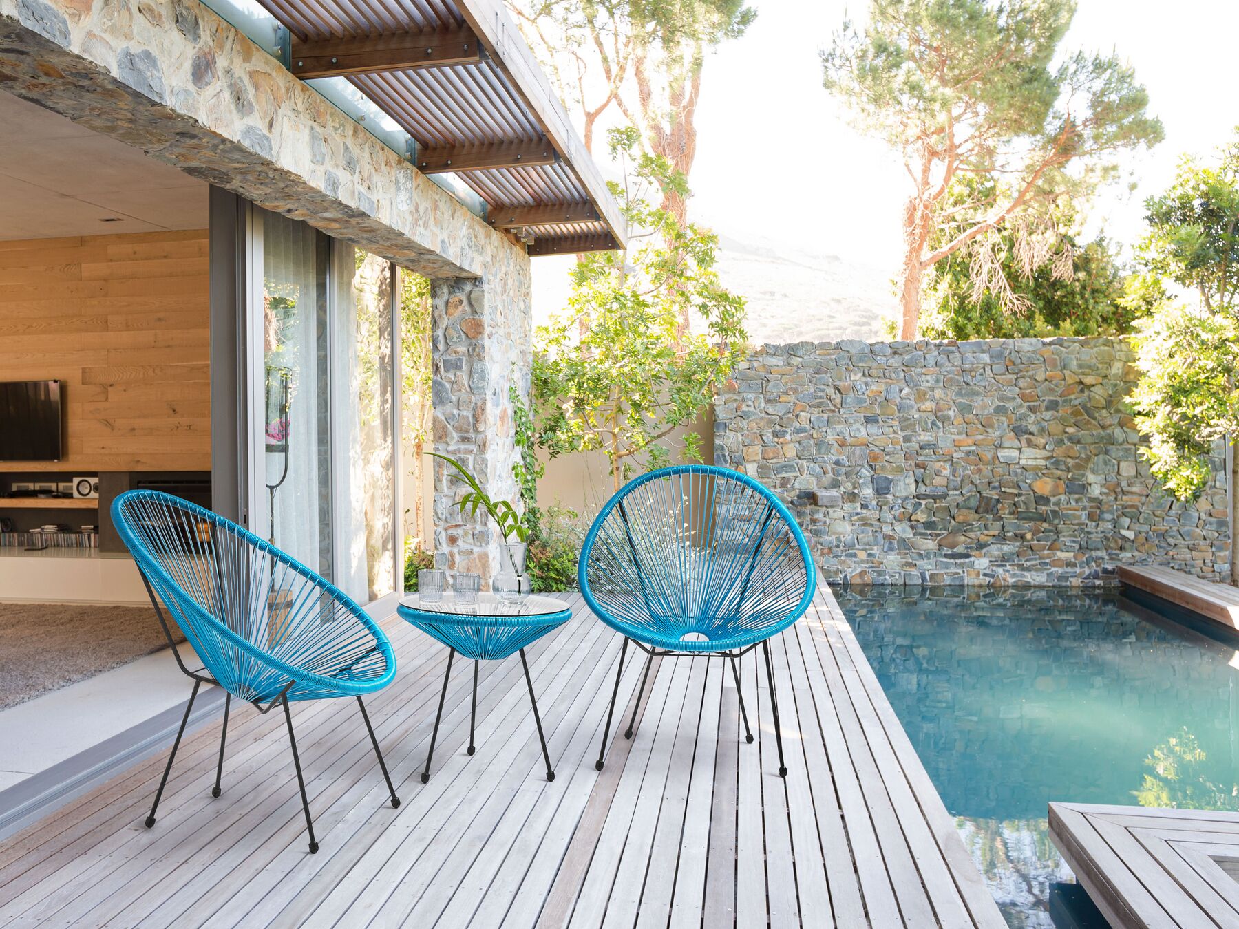 Bistro Set ACAPULCO II PE Rattan Blue