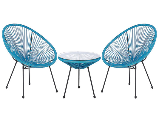 Bistro Set ACAPULCO II PE Rattan Blue