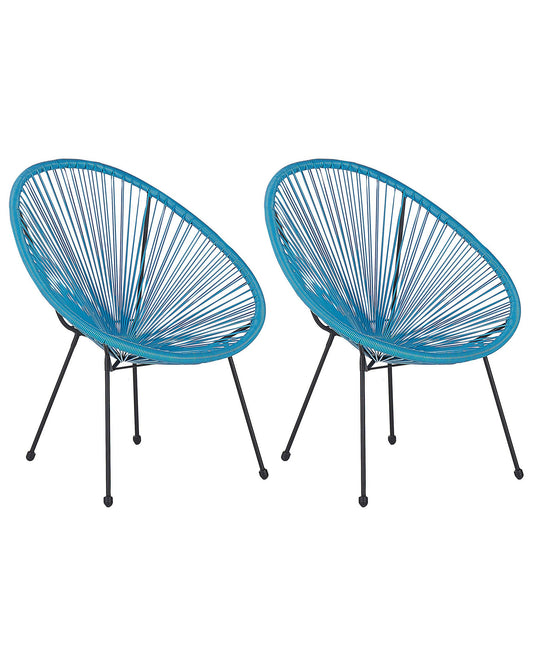 Set of 2 Garden Chairs ACAPULCO II PE Rattan Blue