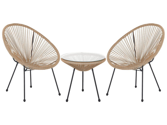 Bistro Set ACAPULCO II PE Rattan Natural