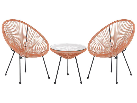 Bistro Set ACAPULCO II PE Rattan Orange