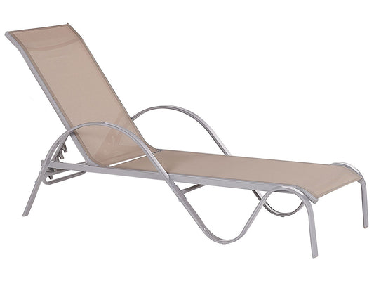 Steel Reclining Sun Lounger Light Brown PROCIDA