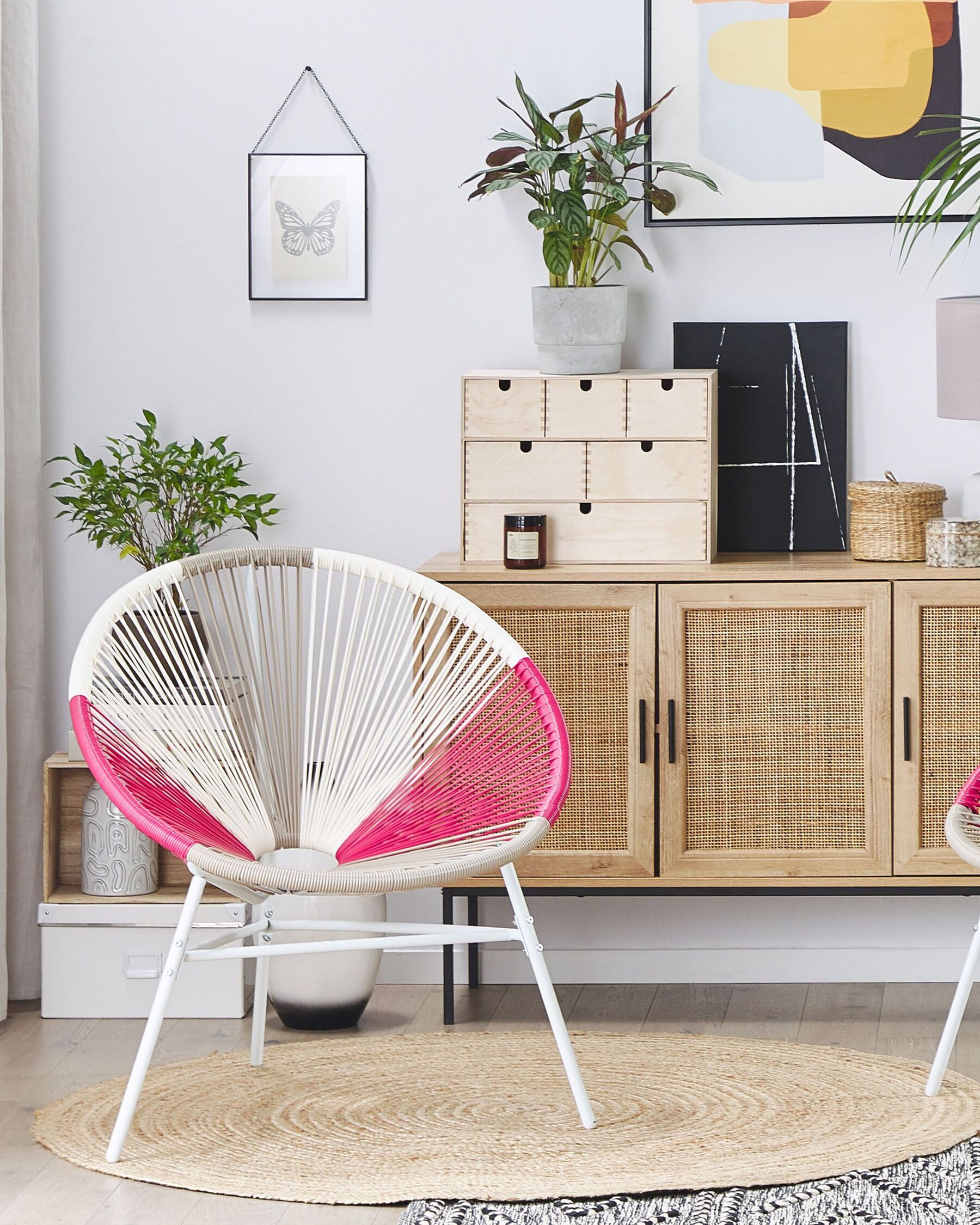 Set of 2 Garden Chairs ACAPULCO PE Rattan Fuchsia Pink