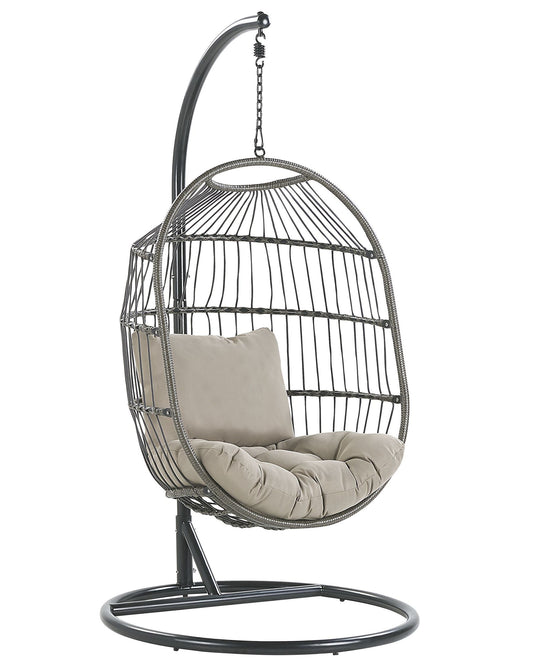 Hanging Chair with Stand ALBA PE Rattan Black