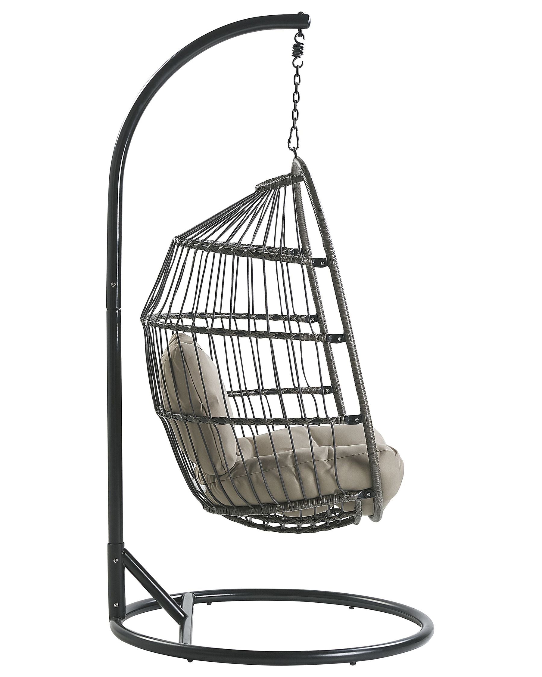 Hanging Chair with Stand ALBA PE Rattan Black