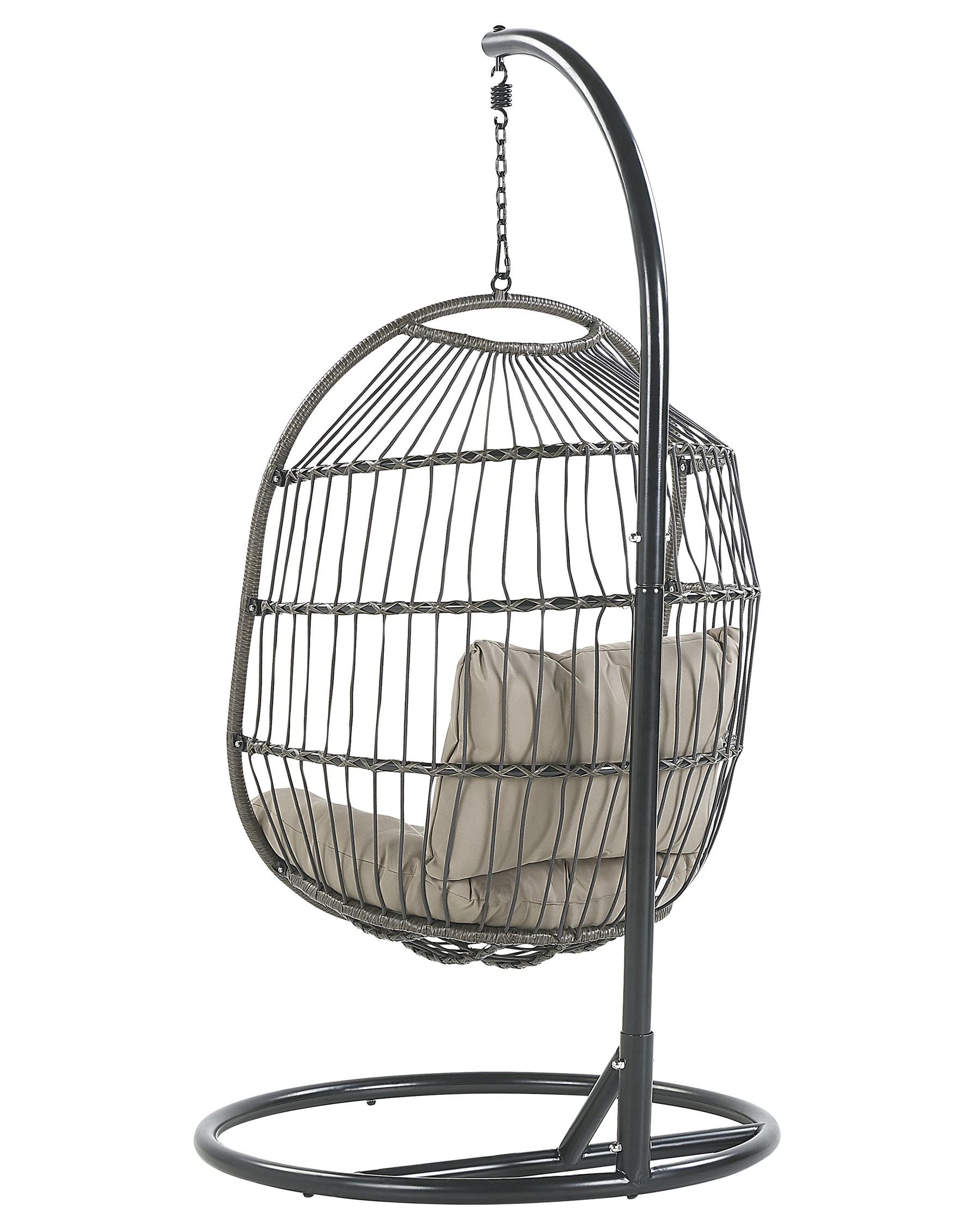 Hanging Chair with Stand ALBA PE Rattan Black