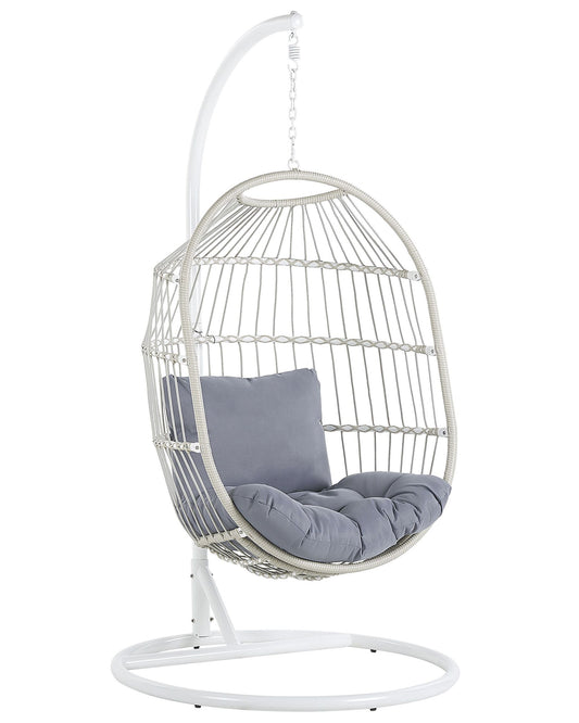 hanging chair with stand alba pe rattan white
