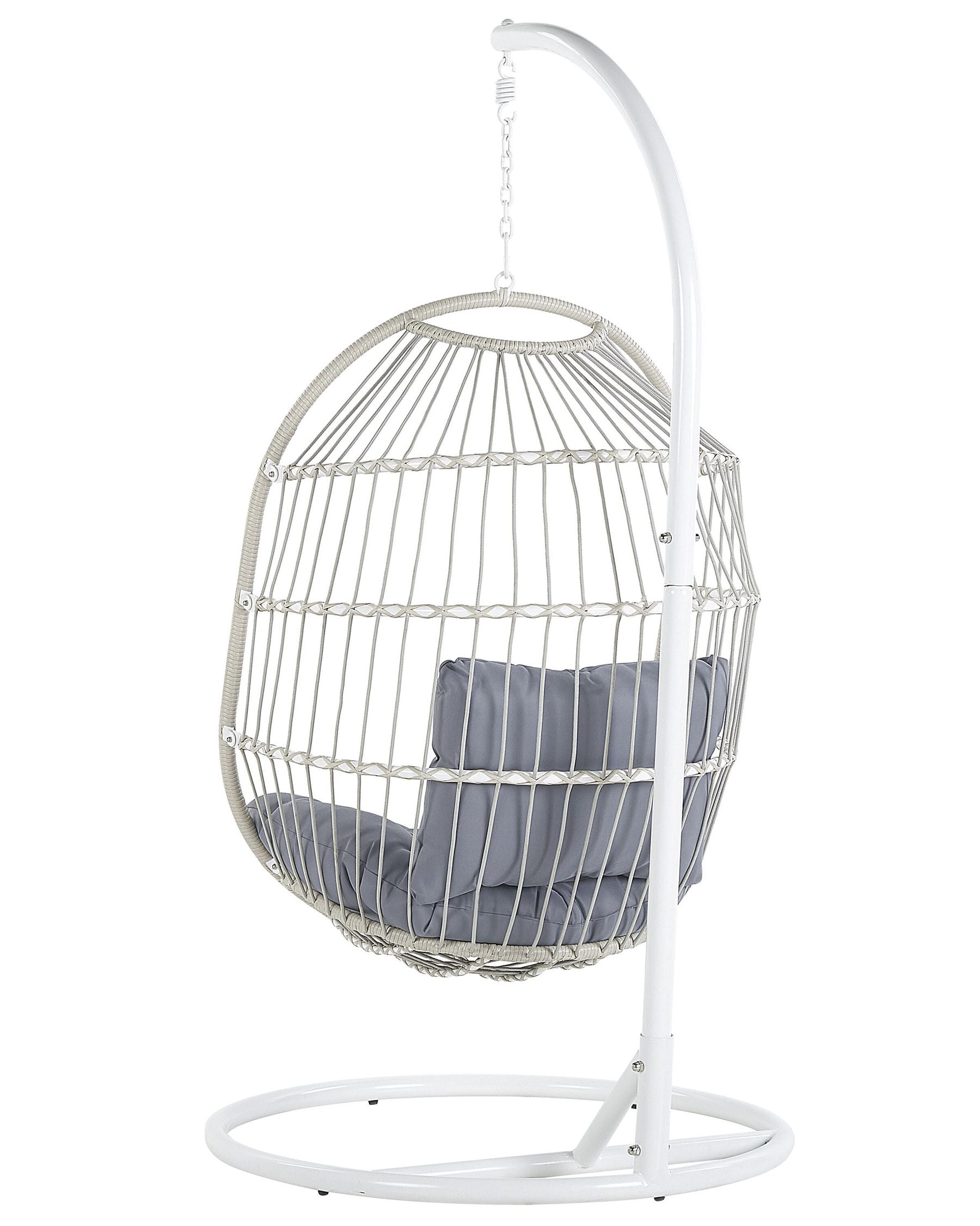 hanging chair with stand alba pe rattan white