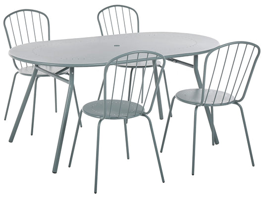 Garden Dining Set 4 Seater CALVI Metal Light Blue