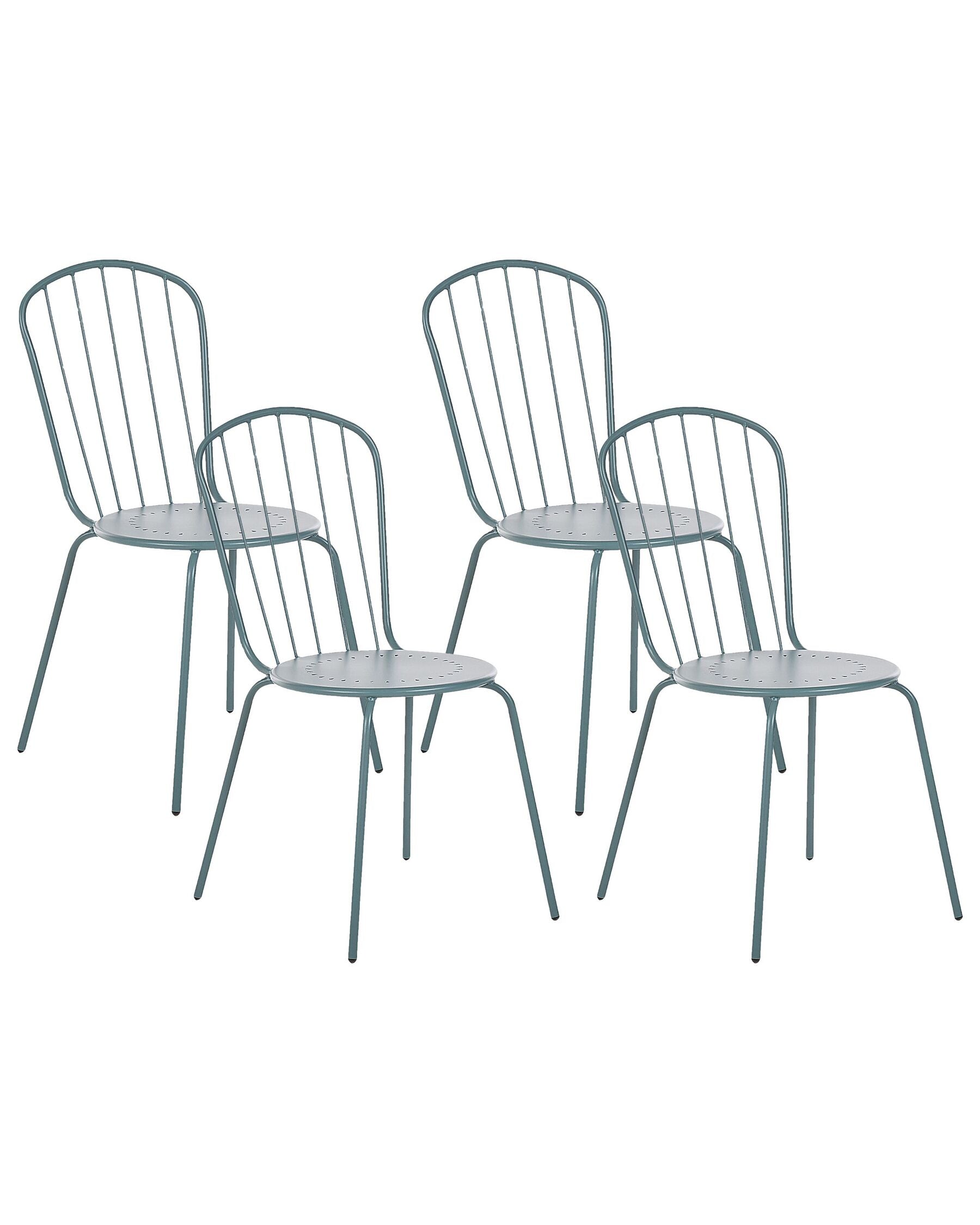 Set of 4 Garden Chairs CALVI Metal Light Blue