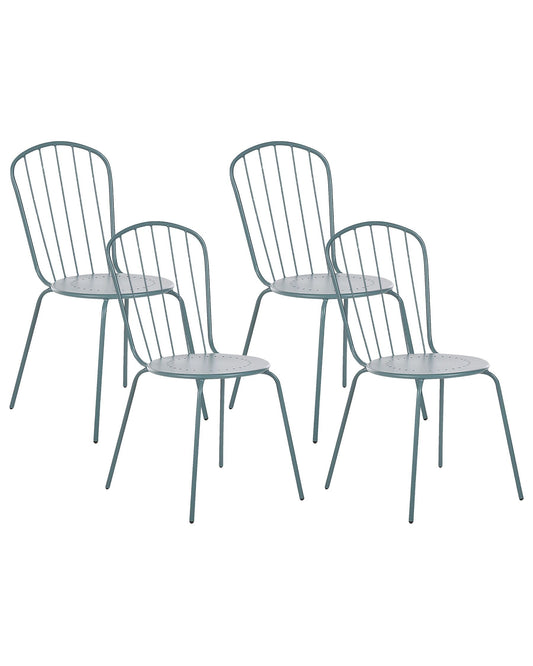 Set of 4 Garden Chairs CALVI Metal Light Blue