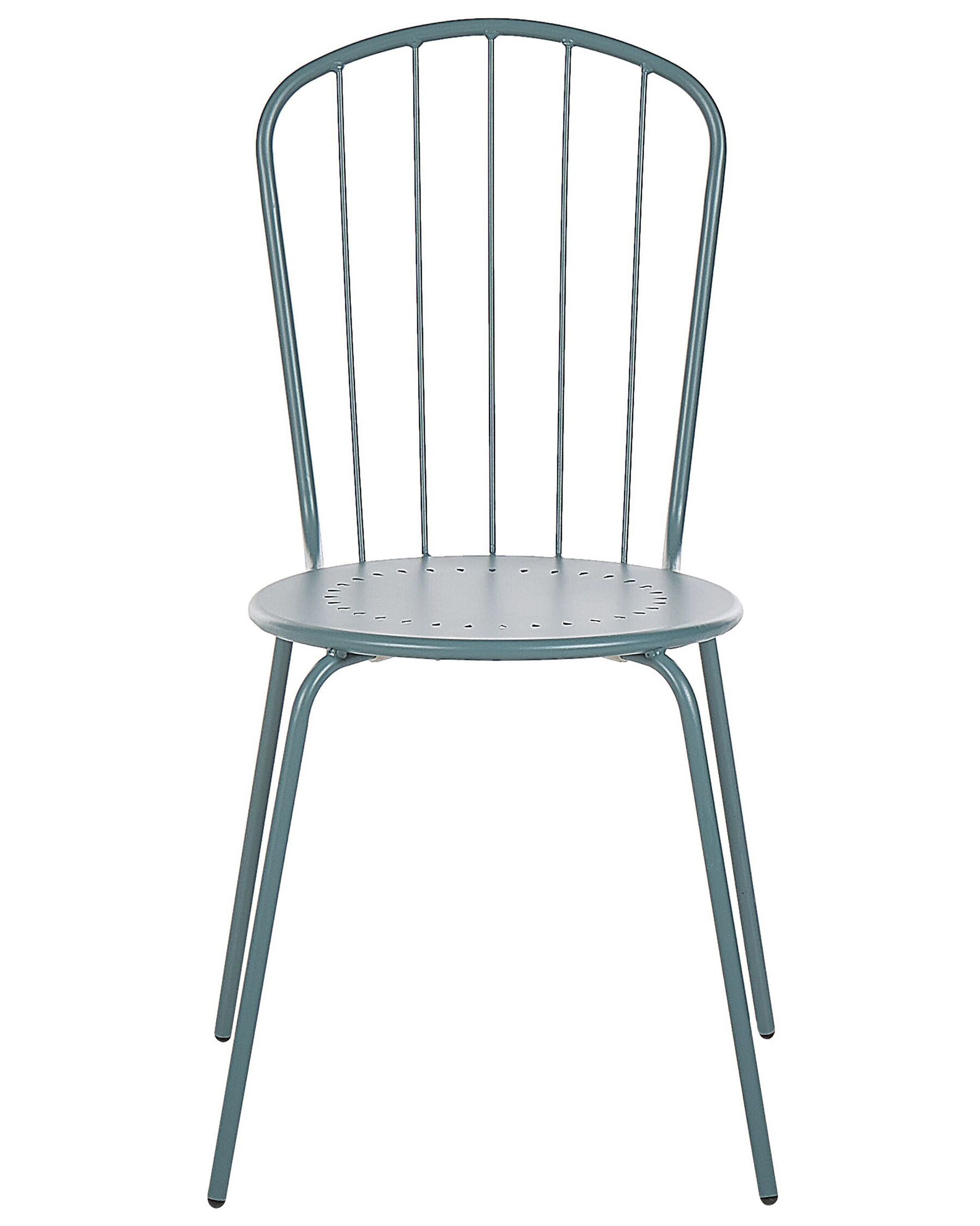 Set of 4 Garden Chairs CALVI Metal Light Blue