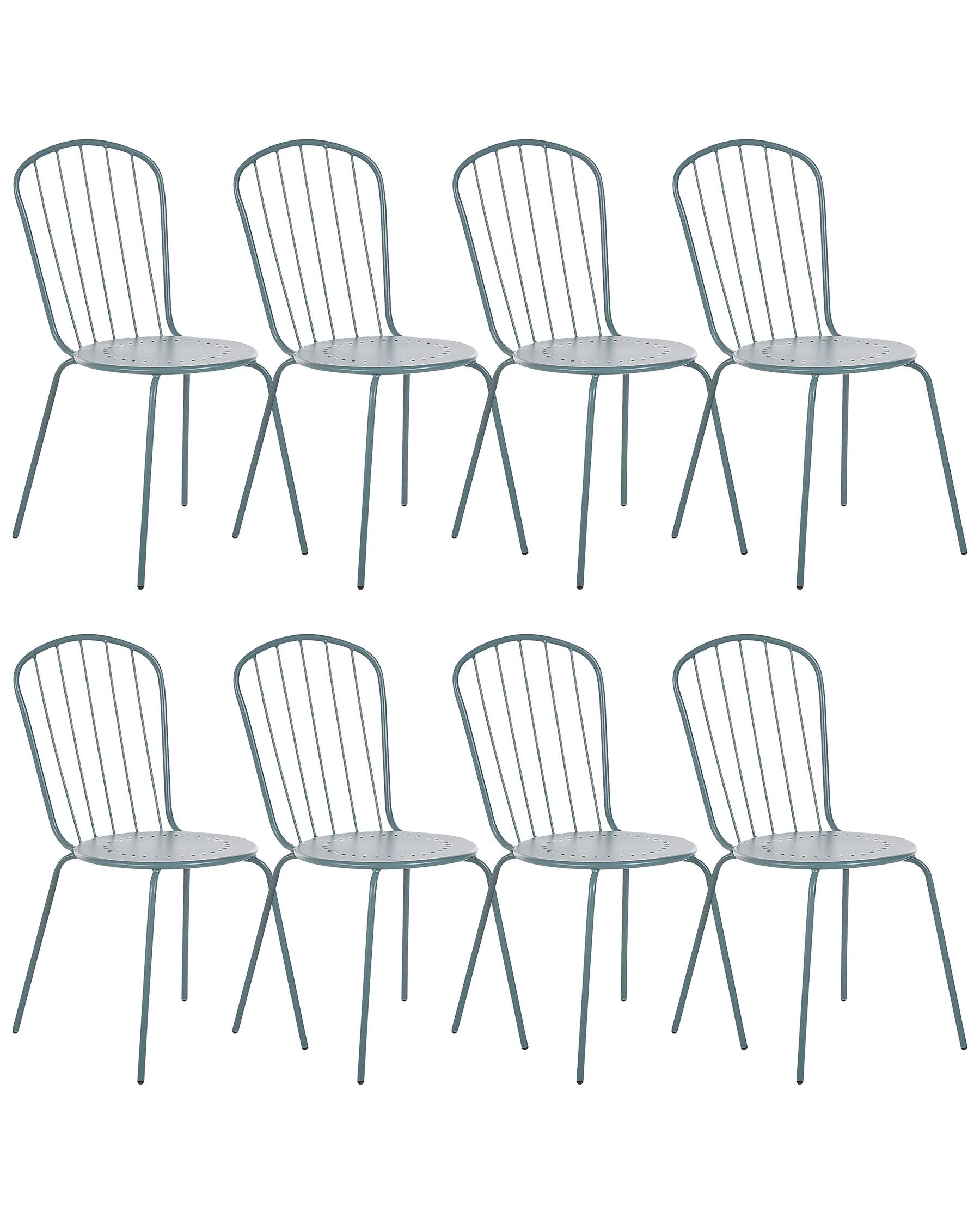 Set of 8 Chairs CALVI Metal Light Blue