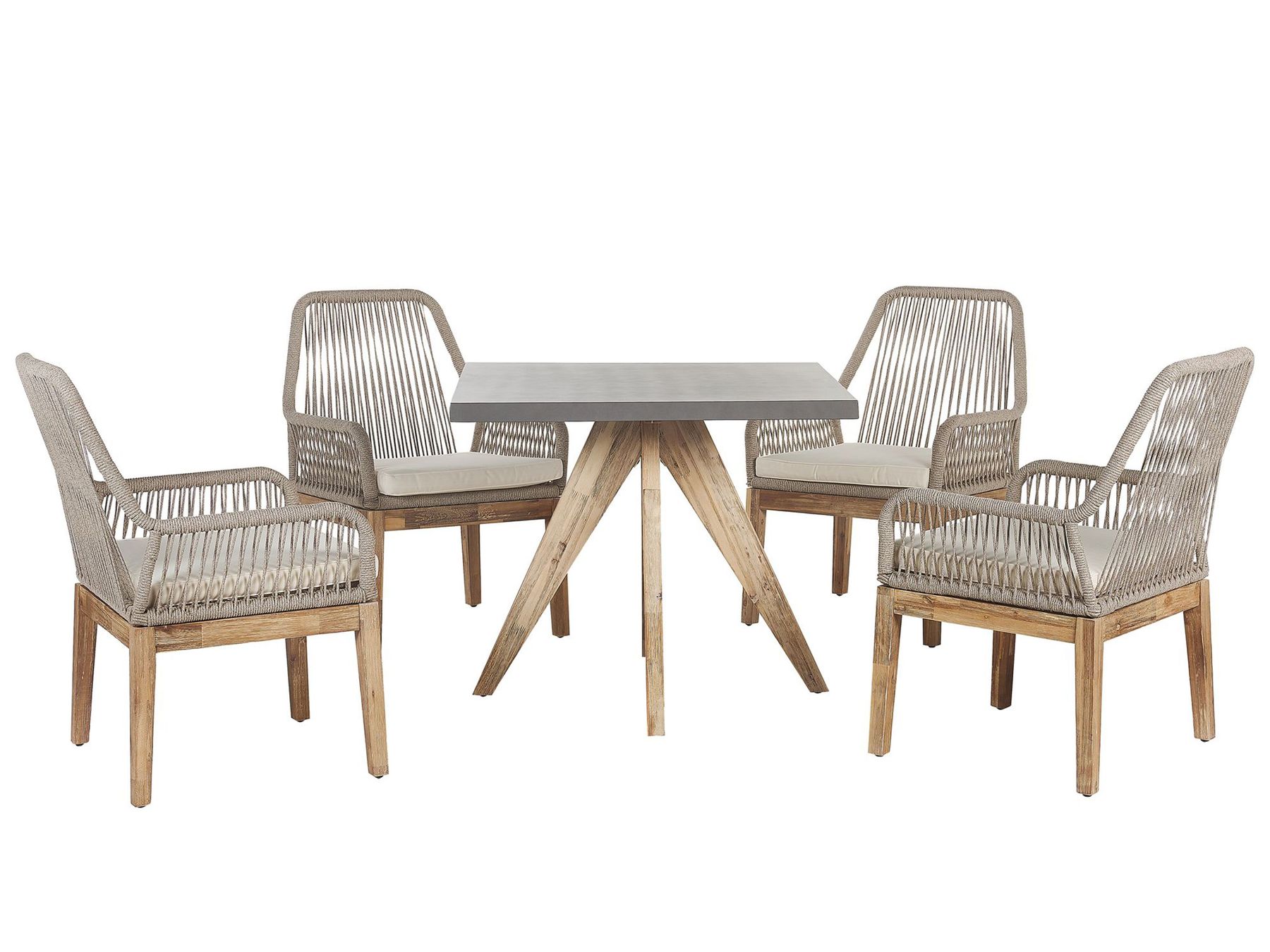 Garden Dining Set 4 Seater OLBIA with Cushions Concrete Beige