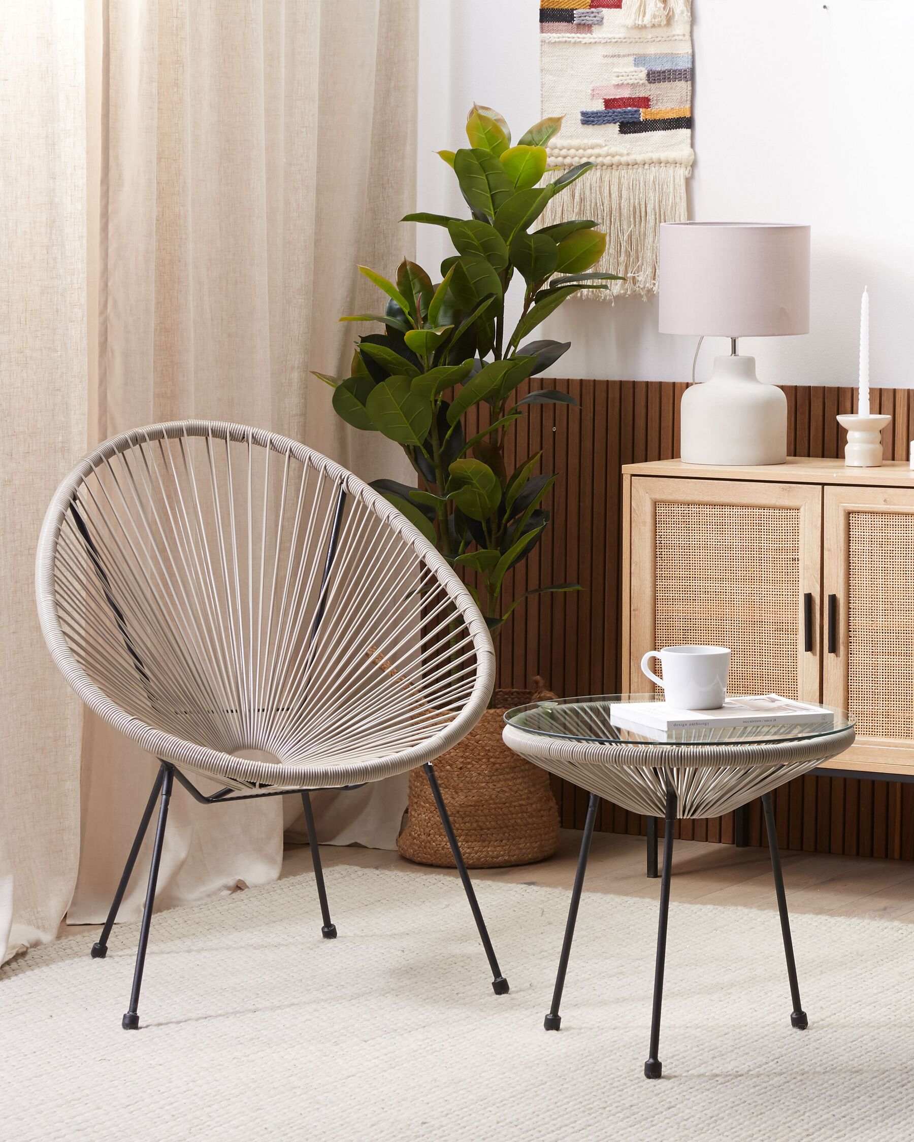 Set of 2 Garden Chairs ACAPULCO II PE Rattan Light Grey