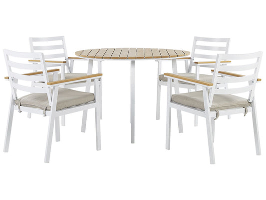 Garden Dining Set 4 Seater CAVOLI with Cushions Metal Beige