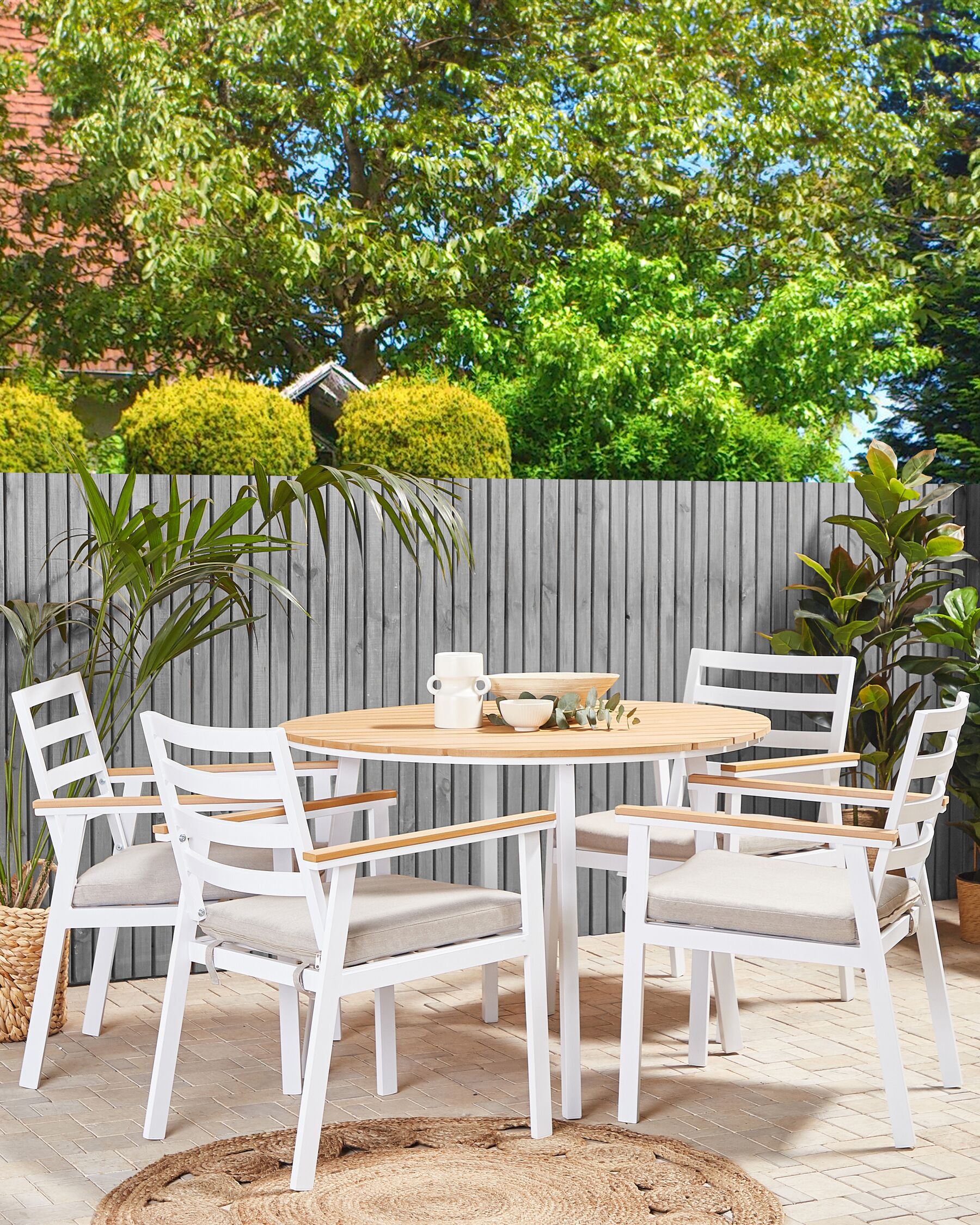 Set of 4 Garden Chairs with Cushions CAVOLI Metal Beige