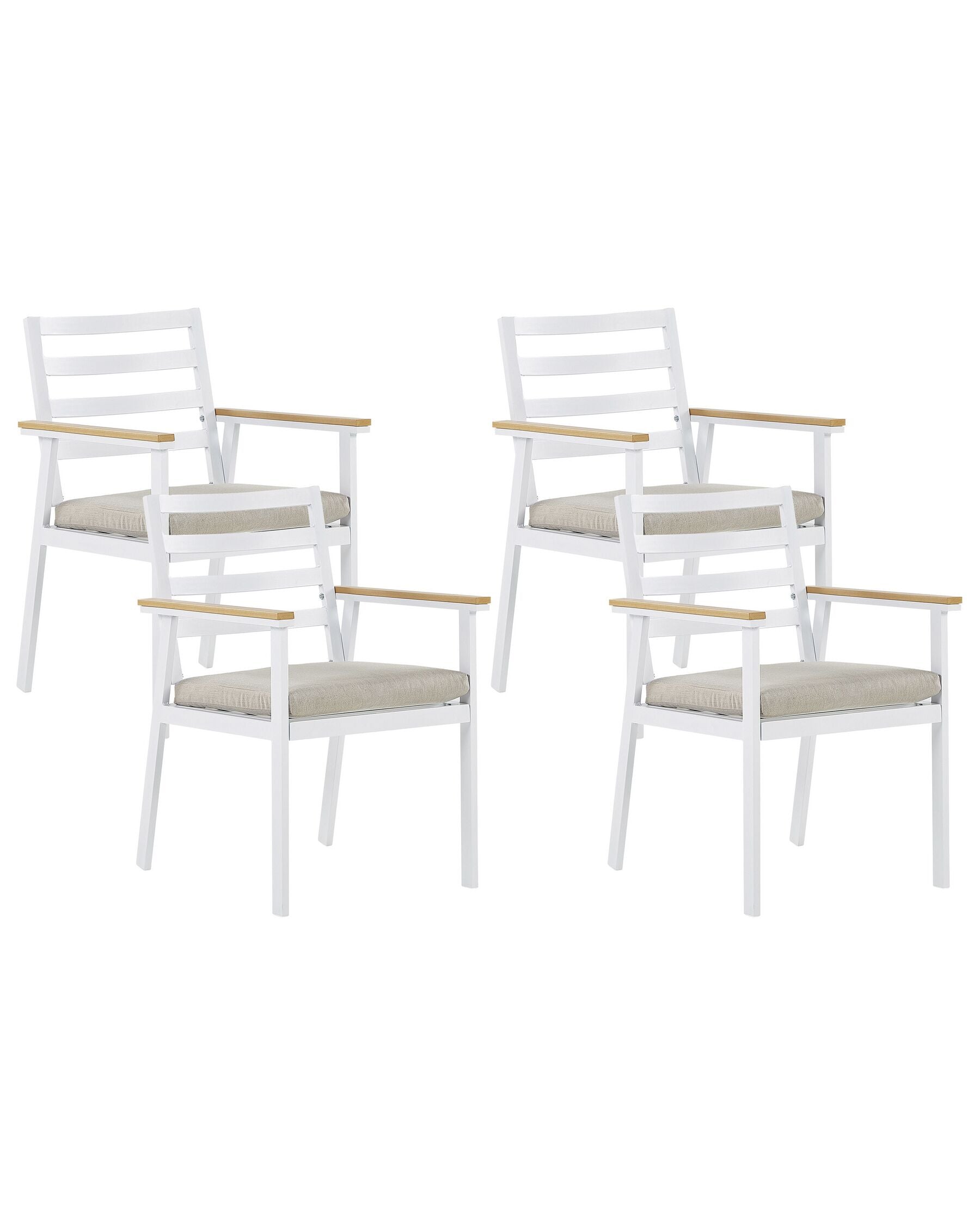 Set of 4 Garden Chairs with Cushions CAVOLI Metal Beige