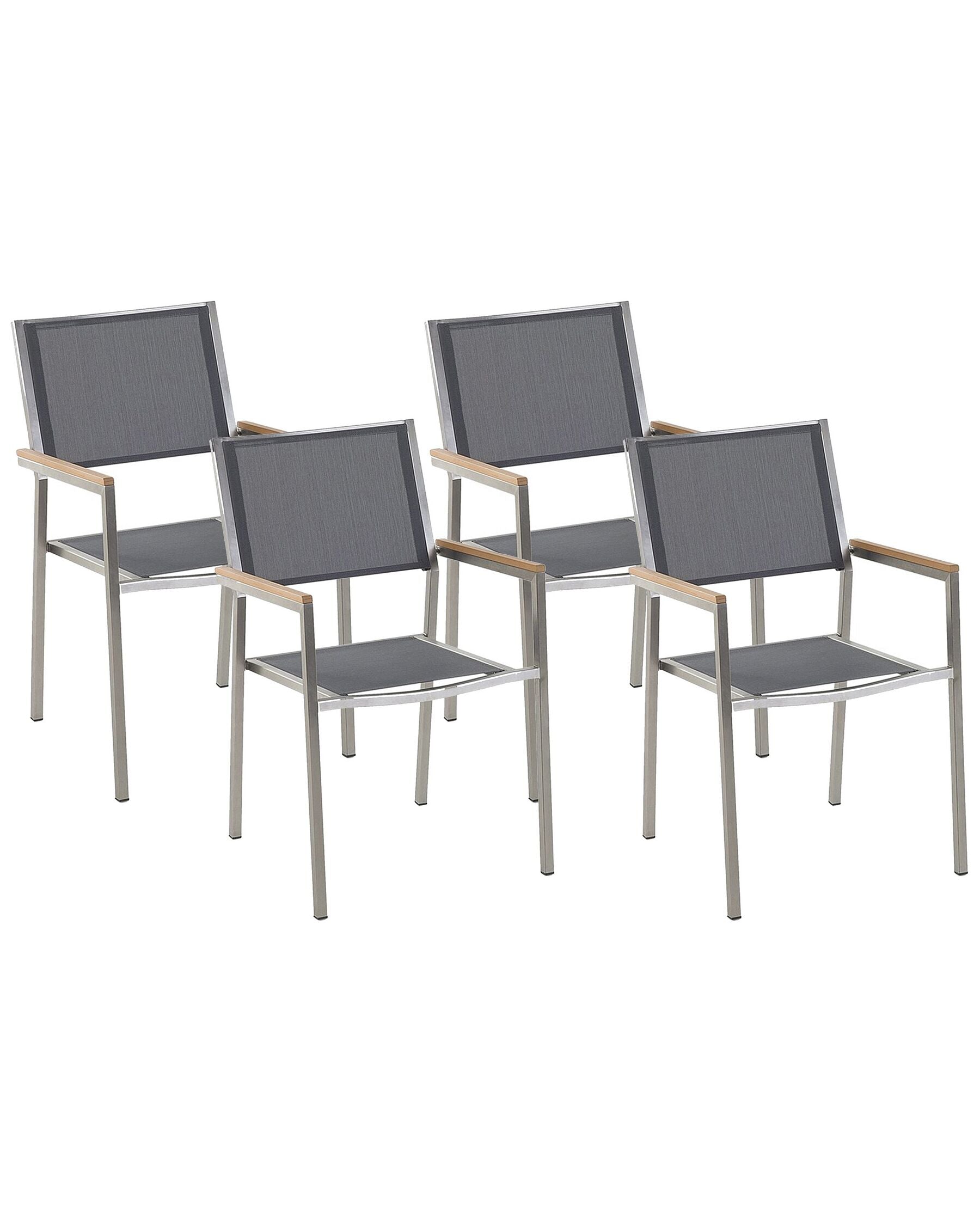Set of 4 Garden Chairs GROSSETO Stainless Steel Grey