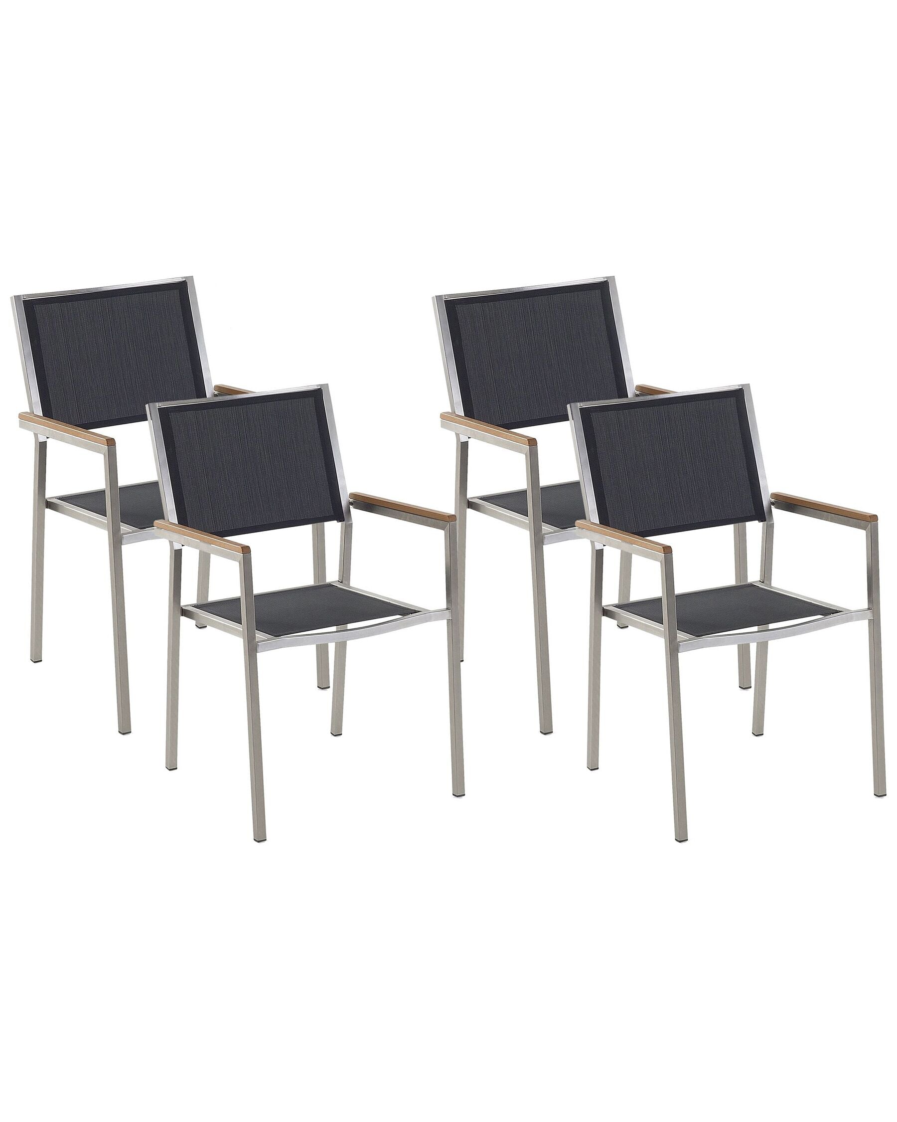Set of 4 Garden Chairs GROSSETO Stainless Steel Black