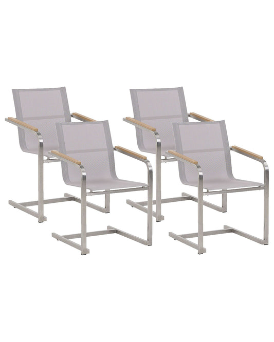 Set of 4 Garden Chairs COSOLETO Stainless Steel Beige
