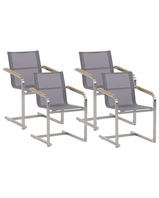 Set of 4 Garden Chairs COSOLETO Stainless Steel Grey
