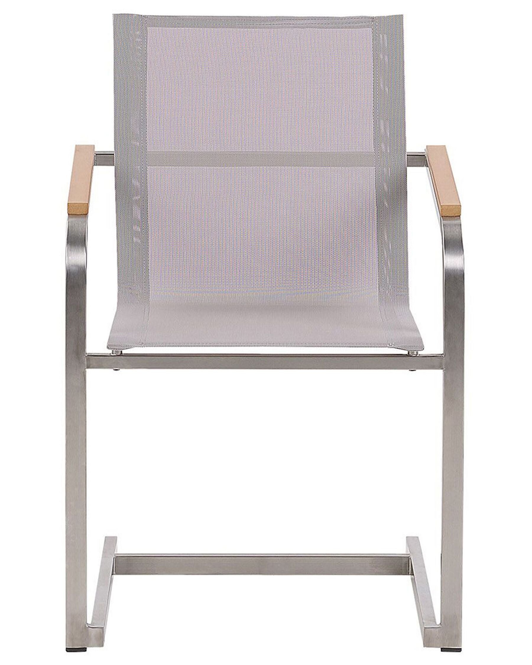 Set of 4 Garden Chairs COSOLETO Stainless Steel Beige