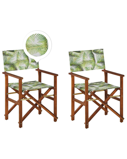 Set of 2 Garden Chairs CINE Acacia Wood Light Green