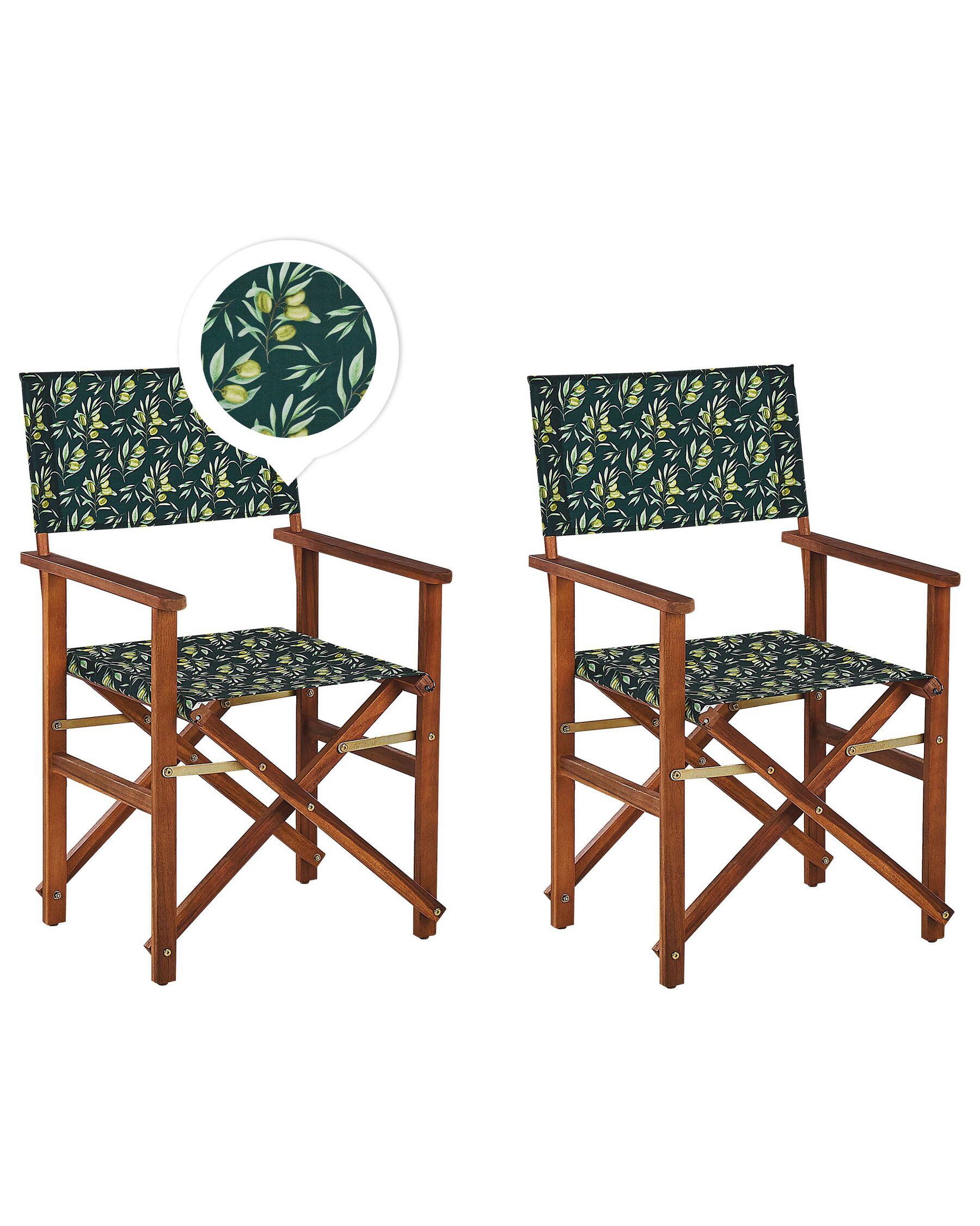 Set of 2 Garden Chairs CINE Acacia Wood Dark Green