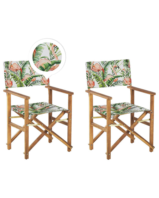 Set of 2 Garden Chairs CINE Acacia Wood Pink