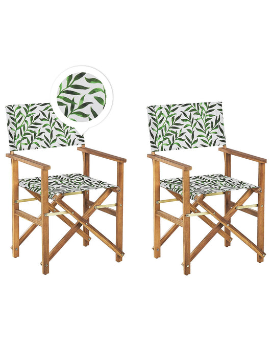 Set of 2 Garden Chairs CINE Acacia Wood White