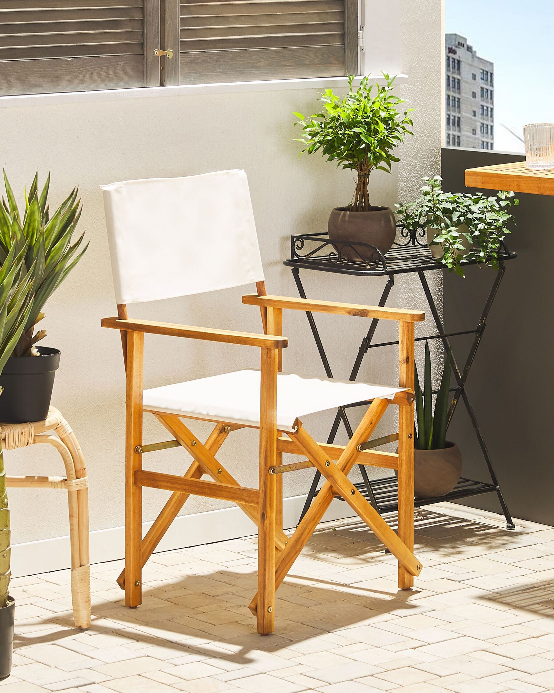 Set of 2 Garden Chairs CINE Acacia Wood White