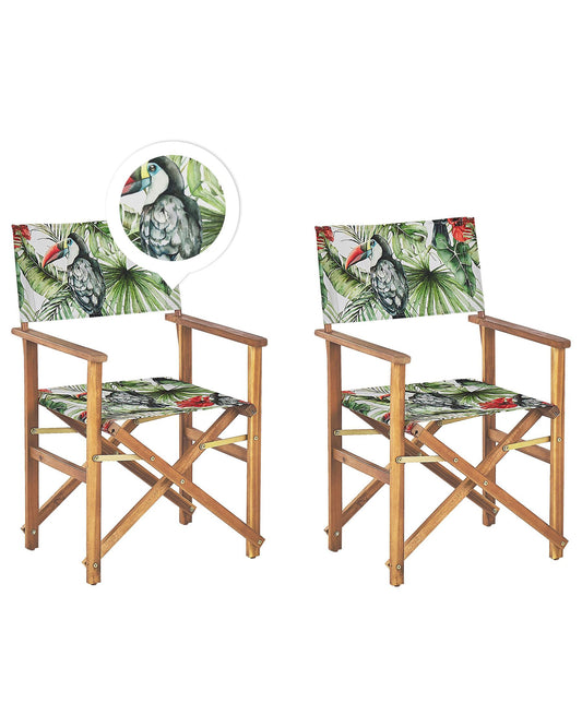 Set of 2 Garden Chairs CINE Acacia Wood Green