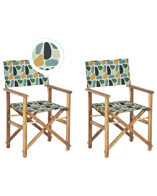 Set of 2 Garden Chairs CINE Acacia Wood Multicolour