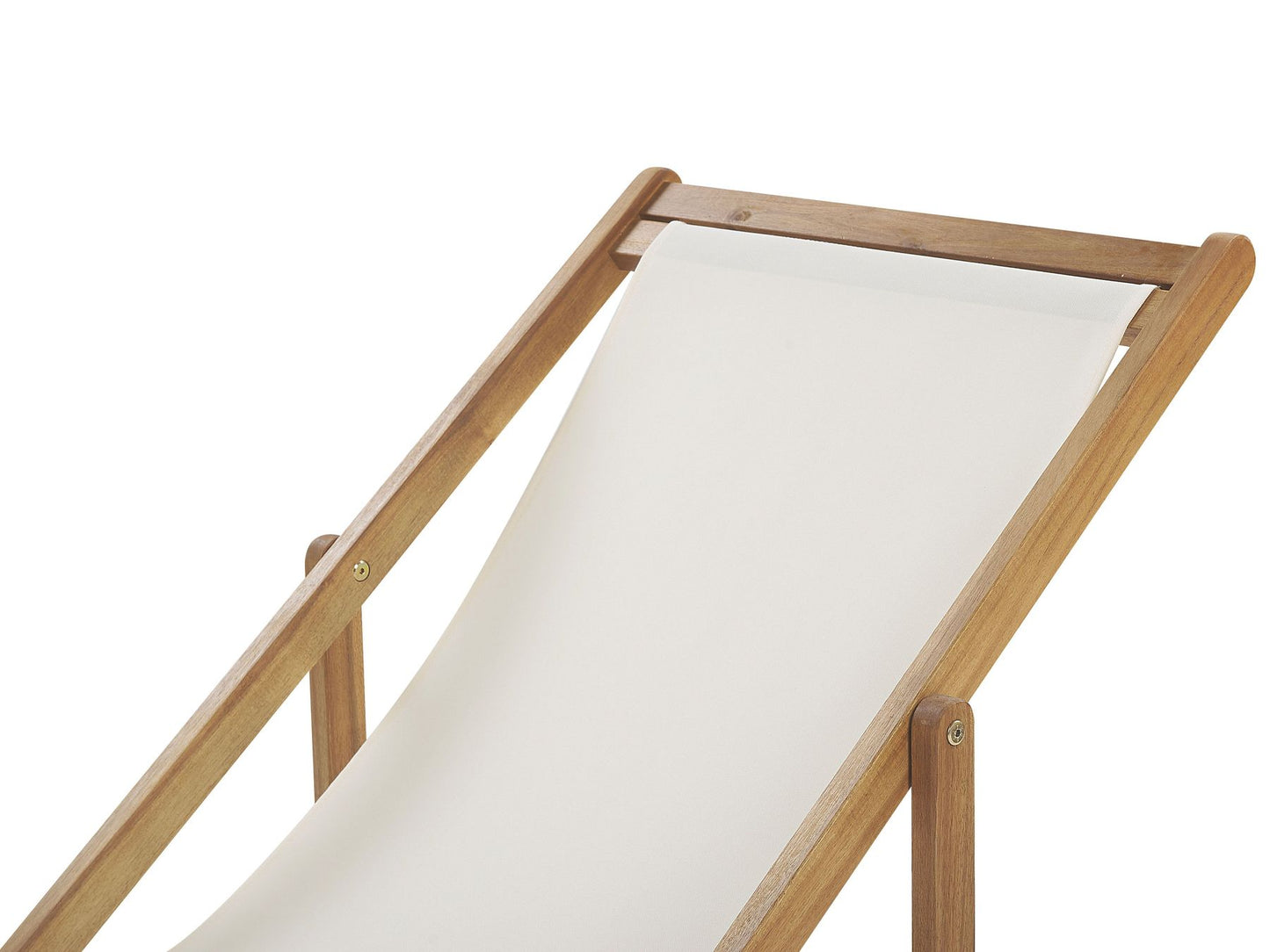 Set of 2 Acacia Folding Deck Chairs and 2 Replacement Fabrics Light Wood with Off-White / Chamomile Pattern ANZIO