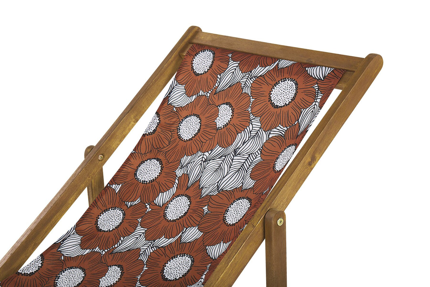 Set of 2 Folding Deck Chairs ANZIO Floral Motif with Replacement Fabrics Acacia Wood Light Brown