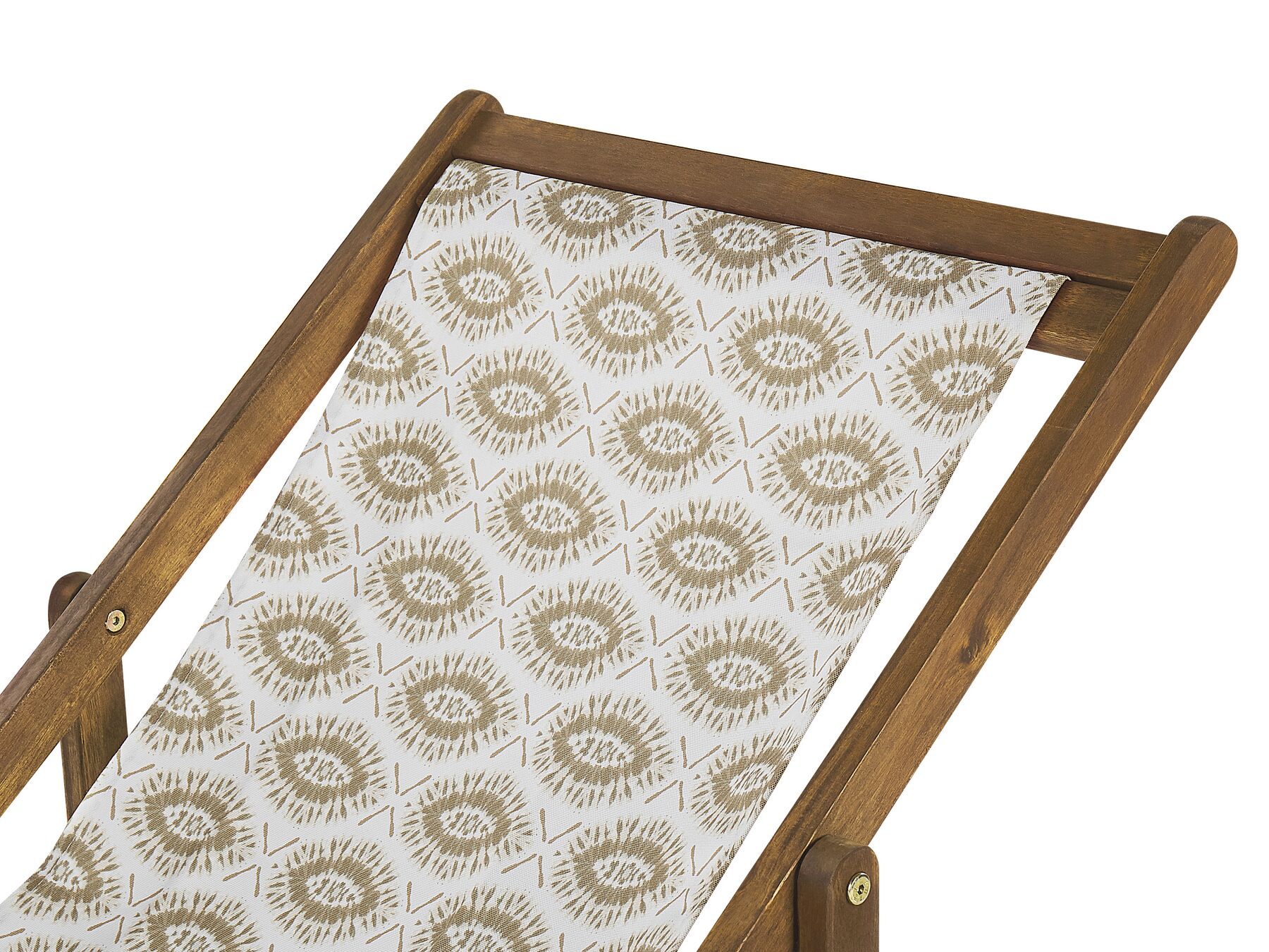 Set of 2 Folding Deck Chairs ANZIO Abstract Motif with Replacement Fabrics Acacia Wood Light Brown
