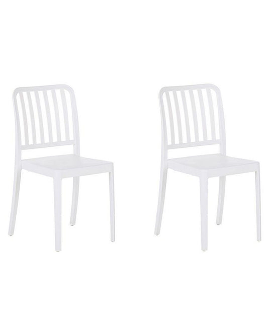Set of 2 Garden Chairs SERSALE Synthetic Material White