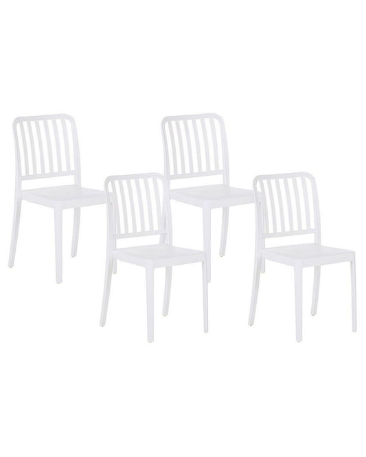 Set of 4 Garden Chairs SERSALE Synthetic Material White