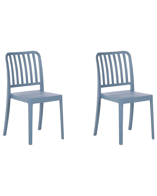 Set of 2 Garden Chairs SERSALE Synthetic Material Blue